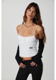Resim Grimelange Noelıa Kadın Agraf Bağlamalı Ve Baskı Detaylı Ince Askılı Crop Beyaz Body Beyaz Body 