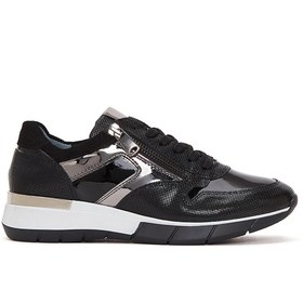 Resim Derimod Kadın Siyah Bağcıklı Fermuar Detaylı Deri Sneaker 24WFD370614 