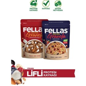 Resim Fellas Protein Granola 2'li Paket - Hindistan Cevizi & Kakao 270 G Ve Kırmızı Meyveler 270 G 