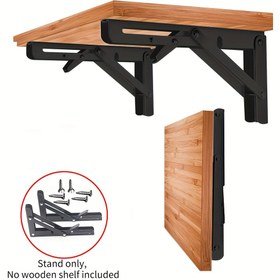 Resim 2 Adet Ağır Hizmet Tipi Ayarlanabilir Katlanabilir Braketler, 90° Açı, Yüksek Kaliteli Karbon Çelik Duvara Monte Destek, Ev & Ofis Raf ve Dekoratif Masa Üstleri İçin İdeal, Sağlam Endüstriyel Tarz, Masaüstü Güçlendirme|Çok Yönlü Destek|Sağlam Tasarım 