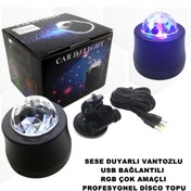 Resim caraks Disko Topu Rgb Sese Duyarlı Çok Amaçlı Vantozlu Aparatlı Usb Bağlantılı Profesyonel Ürün 