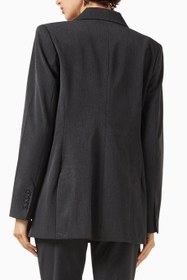 Resim Oversize Çift Düğmeli Blazer, Modern Güç-Şık Kadın Ceket - Koyu Gri / S 