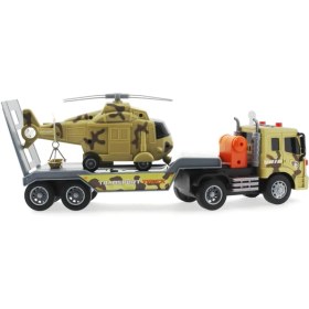Resim MEGA Sürtmeli Sesli ve Işıklı Helikopter Taşıyıcı Kahverengi Tır 
