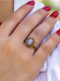 Resim Doğal Taş Aytaşı Doğal Taşlı Antik Model Kadın Ayarlanabillir Yüzük Euy77ay Beyaz 