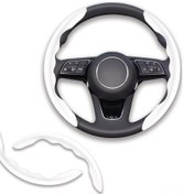 Resim Vkemall Beyaz Karbon Fiberli Araba Direksiyon Koruması - Kaymazsız Bölümlü Tasarım - Araç İç Dekor Aksesuarı 1 Çift Beyaz 