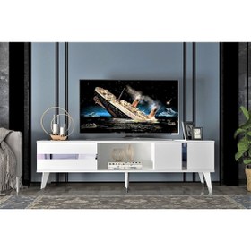 Resim DEMONTE DECOR Vania Tv Sehpası Beyaz-gümüş 