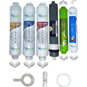 Resim Pemax Water Solutions Kapalı Kasa Su Arıtma Cihazlarına Uygun Eco 6'lı Platinium Mebran Alkali+Tatlandırıcı Set 