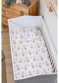 Resim Organik Bebek Boy Lastikli Çarşaf Seti 70x110 - Papyonlu Tavşan 