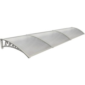 Resim Yapısan Plastik Ayak 6mm Levhalı Pratik Kapı Üstü Sundurma Kanopi 100x450 Cm Gri 