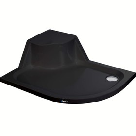 Resim Asimetrik Flat Oturmalı Duş Teknesi | Sanacryl - 80x120 / Siyah / Oturmalı 