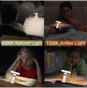 Resim Xurunkeji Usb Klipsli Okuma Işığı Katlanabilir Kitap Işığı Led Okuma Işığı Taşınabilir Şarj Edilebilir Kitap Işığı 6 Parlaklık Kısılabilir Beyaz Beyaz 