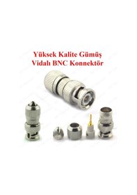 Resim Yüksek Kalite Vidalı Gümüş BNC Konnektör 5 Adet 