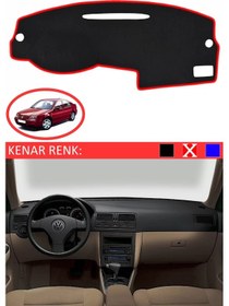 Resim Torpido Koruma Halısı Siyah Kenar Renk Kırmızı Volkswagen Bora 1997-2005 İle Uyumlu 