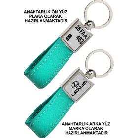 Resim Promosyon Denizi Ön Yüz Lexus Logolu Arka Yüz Plakanıza Özel Turkuaz Anahtarlık 