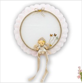 Resim Süslebabypartystore Güpürlü Ve Ayıcıklı 37Cm Kasnak Kapı Süsü - Pembe 