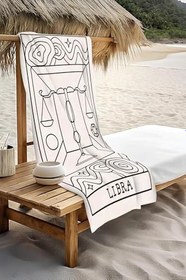 Resim Dijital Baskı Plaj Deniz Havlusu Terazi Burcu Desenli Peştamal HVL0043 