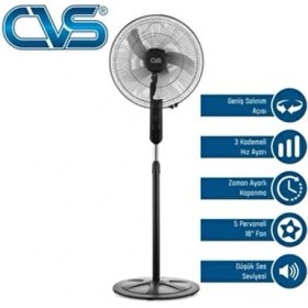 Resim CVS 110W Güçlü 91032 Uzaktan Kumandalı 18 Inç Siyah Ayaklı Vantilatör Yüksek Performans ve Konfor 