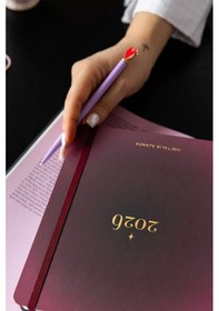Resim 2026 18x20 Spiralli Haftalık Kare Ajanda 12 Aylık - Bordo Bordo 
