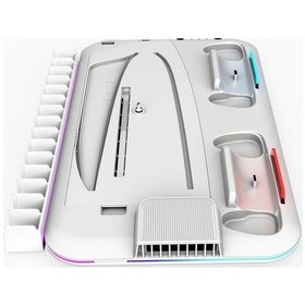 Resim Sunshine022 Ps5 Ve Ps5 Slim Beyaz Soğutucu Stand Rgb Led Kumanda Şarj Dock Oyun Kulaklık Askı 