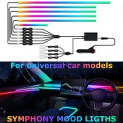 Resim Araba Ortam Aydınlatması/64 Renkli Akrilik LED Şeritler/RGB Araç İçi Müzik Mood Işıklandırma/USB/Araç Fişi Güç Kaynağı 