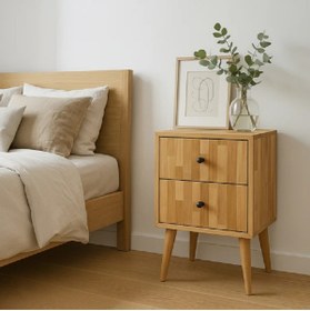 Resim ka tasarım OakForm Nightstand Doğal Masif Meşe Ağacı Özel Koleksiyon 40x40x60 