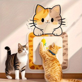 Resim 2 Parça Set İçerir: Yapışkan Kedi Tırmalama Tahtası + 1 Rastgele Kedi Oyuncağı, Aşınmaya Dayanıklı ve Dökülmeyen, Dikey Duvar Sticker'ı, Anti-Kedi Çizik Kanepe Koruyucu, Yapışkan Kedi Tırmalama Pedi, Çoklu Sahne için Etkileşimli Evcil Hayvan Oyuncuğu, 10 Festivalde Kediler için İdeal Hediye 