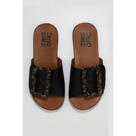 Resim Bueno Shoes Siyah Deri Kadın Düz Terlik 01WU4206 01WU4206 