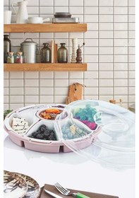 Resim 7 Bölmeli Kahvaltılık, Çerezlik, Saklama Kabı Beyaz 