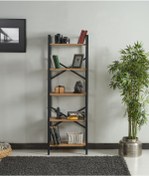 Resim Aşk Mobilya Bora Çok Amaçlı 5 Raflı Metal Dar Kitaplık 
