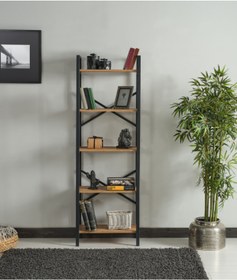 Resim Aşk Mobilya Bora Çok Amaçlı 5 Raflı Metal Dar Kitaplık 