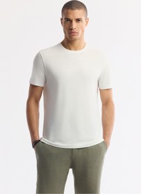 Resim Avva Erkek Beyaz Soft Touch Bisiklet Yaka Basic Modal T-shirt B001171 