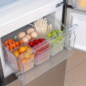 Resim 6 adet Şeffaf Plastik Buzdolabı Düzenleyici Kutular, Meyve, Sebze, Yumurta ve Etler için Yerden Tasarruf Sağlayan Yığınlanabilir Depolama Kutuları, Kolay Erişim Kapakları ile Dayanıklı Gıda Güvenli Kaplar, Mutfak Düzenleme Temelleri, Dolap Depolama Çözümü|Yığınlanabilir Tasarım|Şeffaf Kaplar 