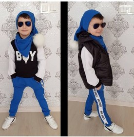 Resim Erkek Çocuk Yelek Kombinli Ponpon Set 