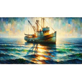 Resim Venspor Renkli Empresyonist Gemi ve Deniz Manzarası Temalı Arkaplan Profesyonel Fotoğrafçılık Için 200 x 150 cm Duvar Örtüsü Fon 