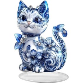 Resim Suntek Akrilik Masa Üstü Dekor 2d Düz Koleksiyon Kedi Süsü 14x18 Cm 