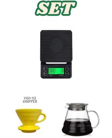 Resim HUBBYCHEF Kahve Demleme Seti Dripper Kahve Terazisi 3 kg 0.1 gr 