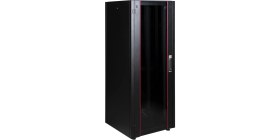 Resim Lande 36U 600X600 Hyperline Dikili Tip Rack Kabinet (Siyah) (Ön Cam Kapak / Tekerlekli) 