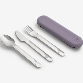 Resim Citron Silikon Kılıflı Paslanmaz Çelik 3'lü Çatal Bıçak Kaşık Takımı - Purple 1073834 