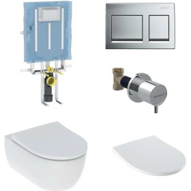 Resim Geberit Icon Rimfree Asma Klozet ve Alpha Gömme Rezervuar Seti 