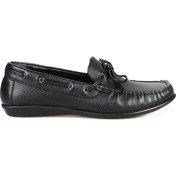 Resim FootCourt Siyah Deri Fiyonklu Kadın Loafer 