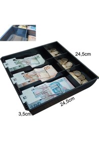 Resim Para Çekmecesi Metal 3lü Banknot 3 Bozuk Para Hazneli 