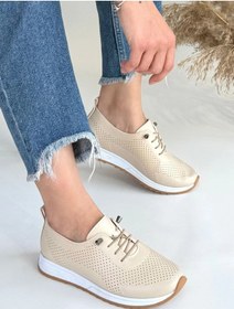 Resim TUGERDİ Tugerdi Bej Ortopedik Topuk Dikenine Karşı Üretim Termo Taban Kadın Spor Ayakkabı TGY239811261. 