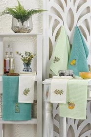 Resim INTER Z Pamuklu Waffle 6 adet Mutfak Kurulama Bezi Seti 