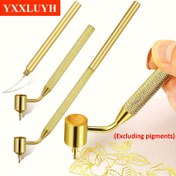 Resim YXXLUYH İnce Çizgi Yazı Ucu, 0.3mm/0.4mm/0.5mm/1ml Altın Pirinç Açılı Uçlu Hassas Dokunuş Boya Kalemi, Taş Çizik ve Yara Onarımı İçin İdeal 