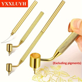 Resim YXXLUYH İnce Çizgi Yazı Ucu, 0.3mm/0.4mm/0.5mm/1ml Altın Pirinç Açılı Uçlu Hassas Dokunuş Boya Kalemi, Taş Çizik ve Yara Onarımı İçin İdeal 