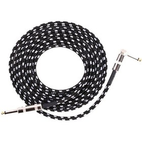 Resim Gitar Bağlantı Teli Halk Bas Performansı Gürültü Azaltma Dirsek Ses Gitar Teli, Boyut: 1m Siyah Beyaz 