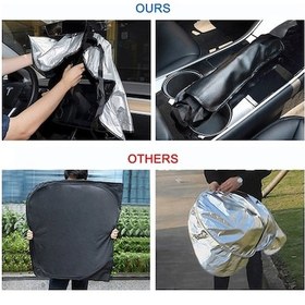 Resim Supermarket1 Tesla Model 3/y İçin Katlanabilir Cam Güneş Şemsiyesi - Siyah, 480g, 35x7x6cm, Isı Ve Güneş Koruyucu 