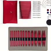 Resim 13 çift/set parlak kırmızı alüminyum çıkarılabilir değiştirilebilir dairesel örgü iğne seti 