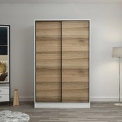 Resim Minar Kale 2 Kapaklı Sürgülü Dolap 120 Cm - Beyaz/Dore 