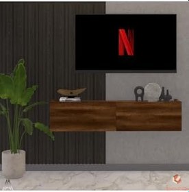Resim Ceviz 80 Cm Tv Ünitesi Tv Sehpası Duvar Rafı Kitaplık 